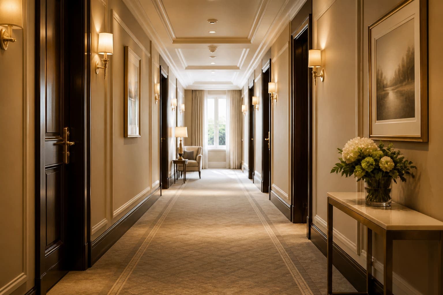 Quiet hotel corridor