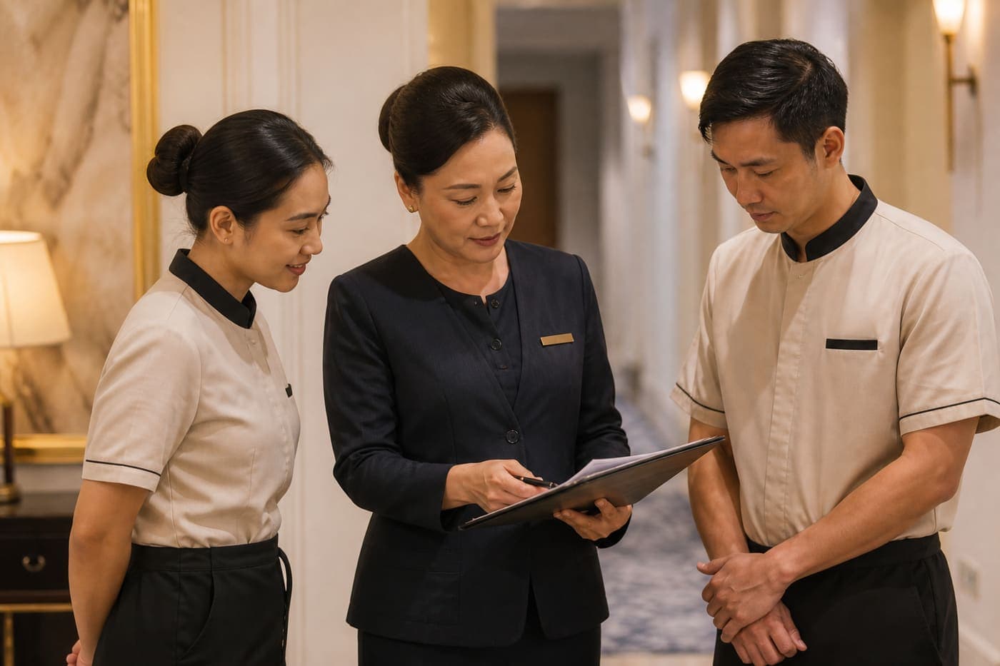 Hotel operations team morning briefing